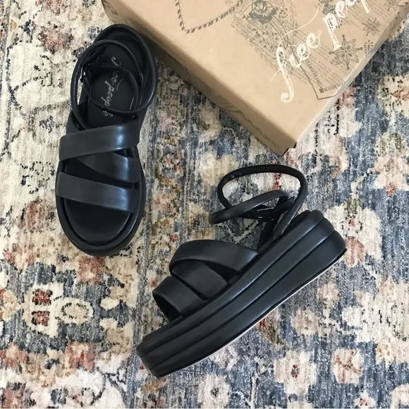 Free People Black Harper Flatform Sandals