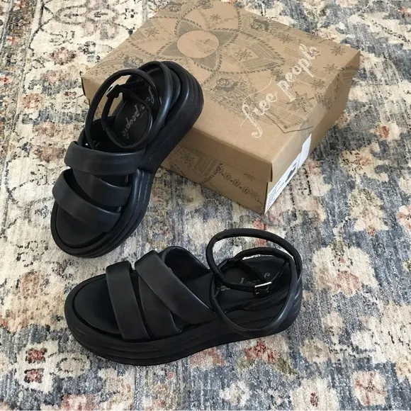 Free People Black Harper Flatform Sandals