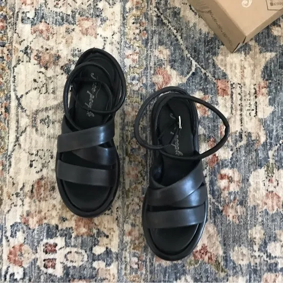 Free People Black Harper Flatform Sandals
