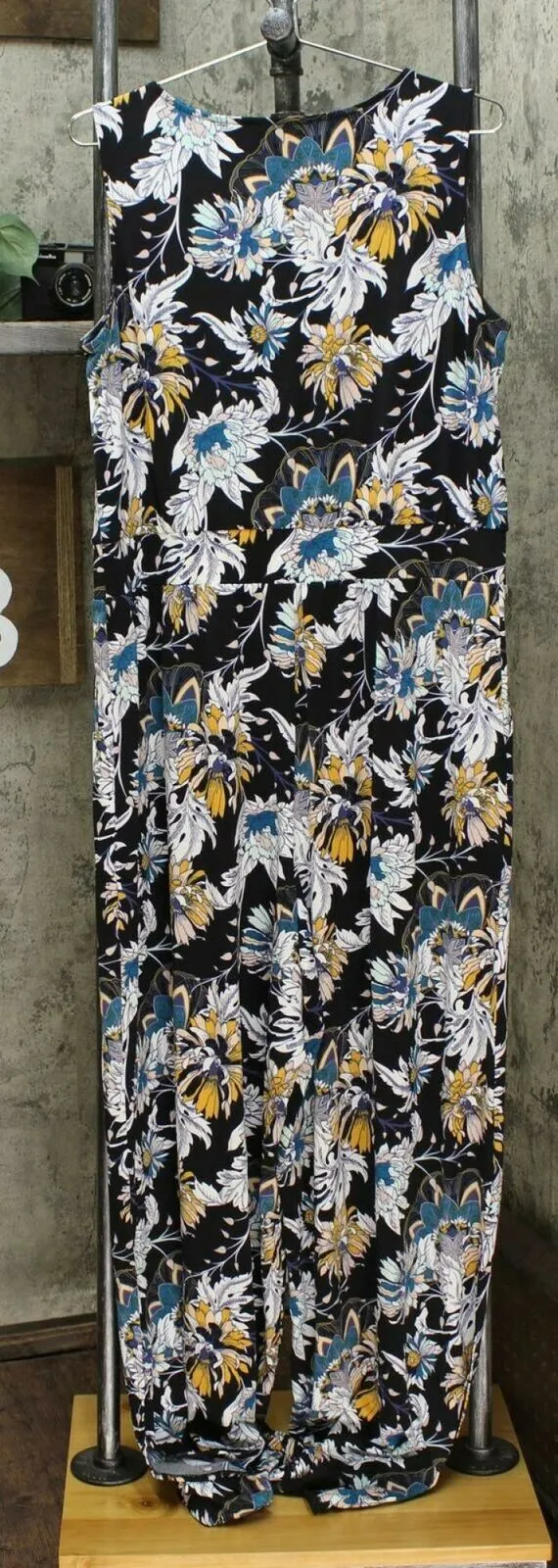 G by Giuliana Women's Knit Jumpsuit Black Floral XL