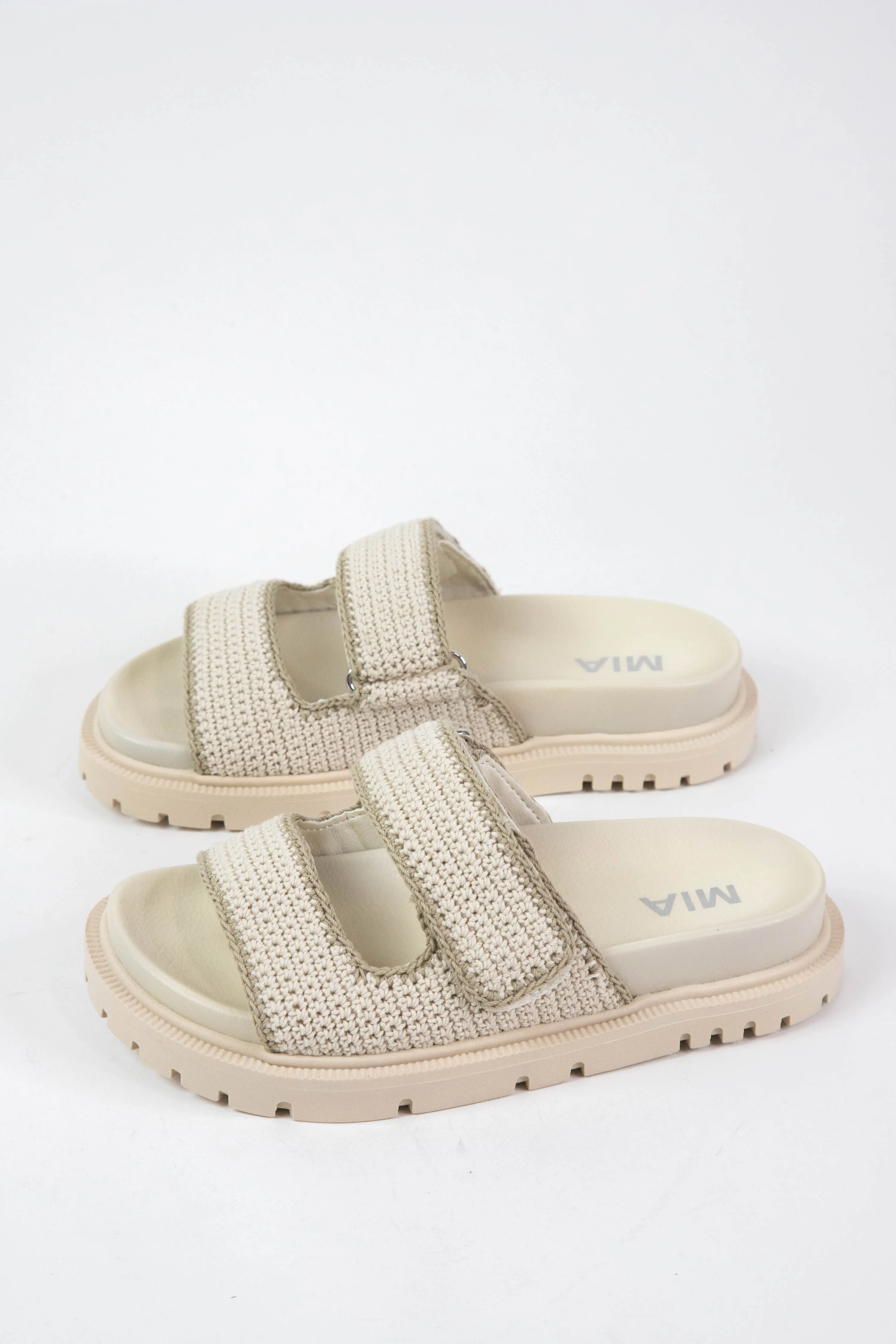 Gabri Crocheted Double Strap Sandal, Bone/Sand