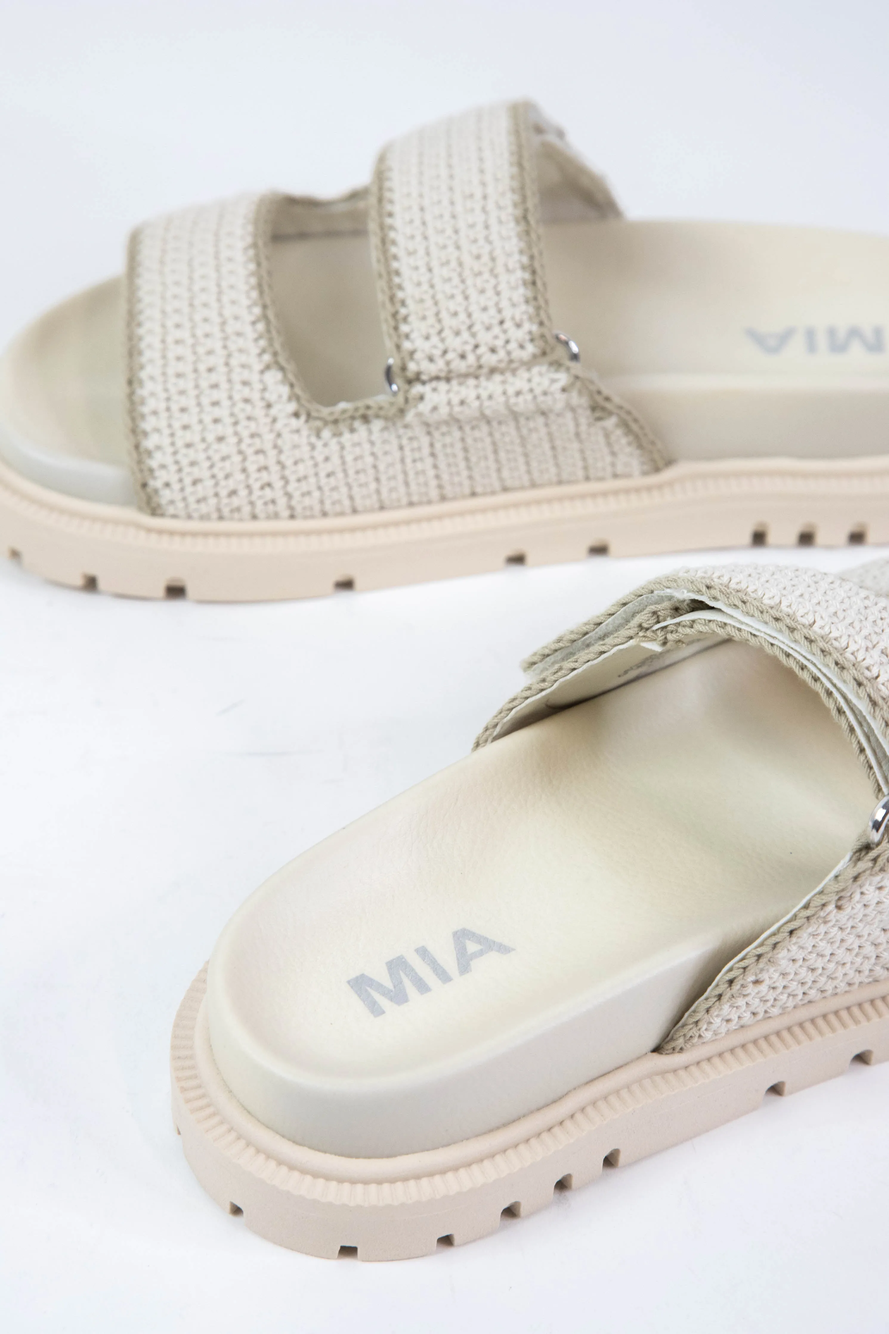 Gabri Crocheted Double Strap Sandal, Bone/Sand