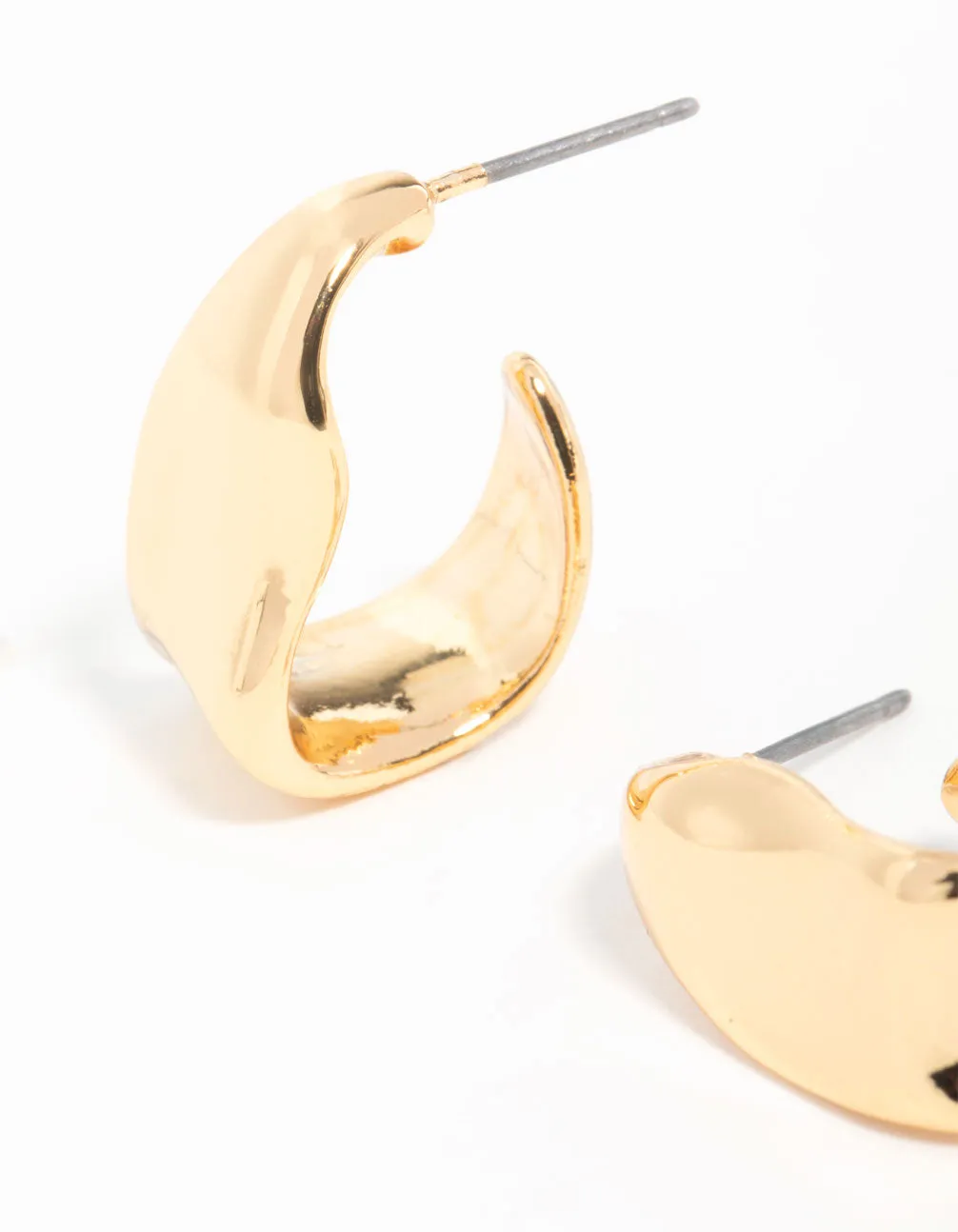 Gold Plated Wavy Molten Hoop Earrings
