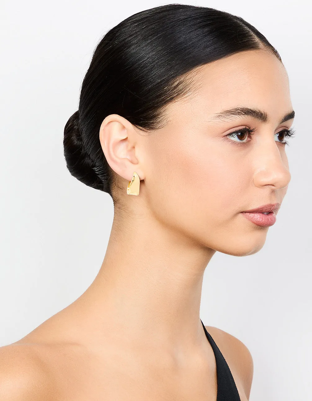 Gold Plated Wavy Molten Hoop Earrings