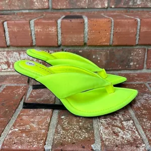 Good American Transparent Wedge Thong Sandal in Neon Yellow Women's Size 9