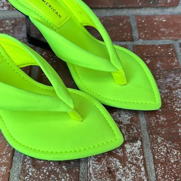 Good American Transparent Wedge Thong Sandal in Neon Yellow Women's Size 9