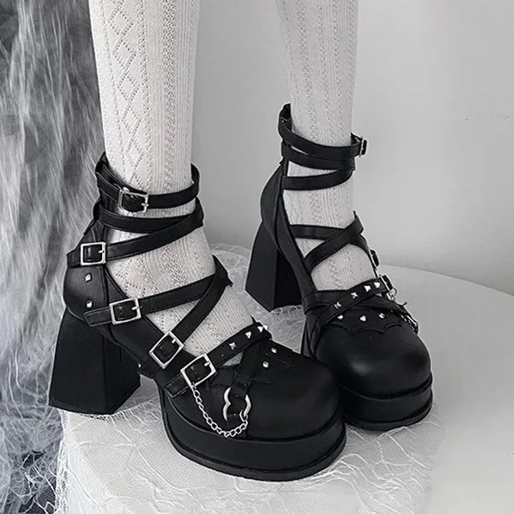 Gothic Punk Judgment Angel Patent Leather Lolita High Heels 2 Colors