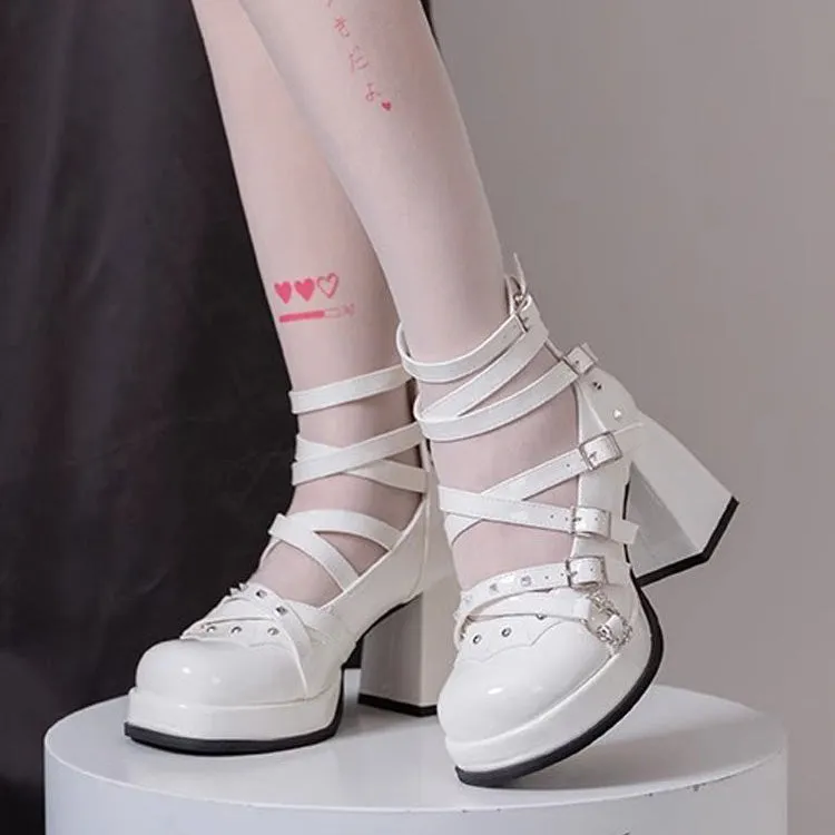 Gothic Punk Judgment Angel Patent Leather Lolita High Heels 2 Colors