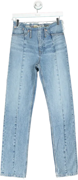 GRLFRND Blue Adriana Belted Frayed Waist Slim Straight Jeans W26