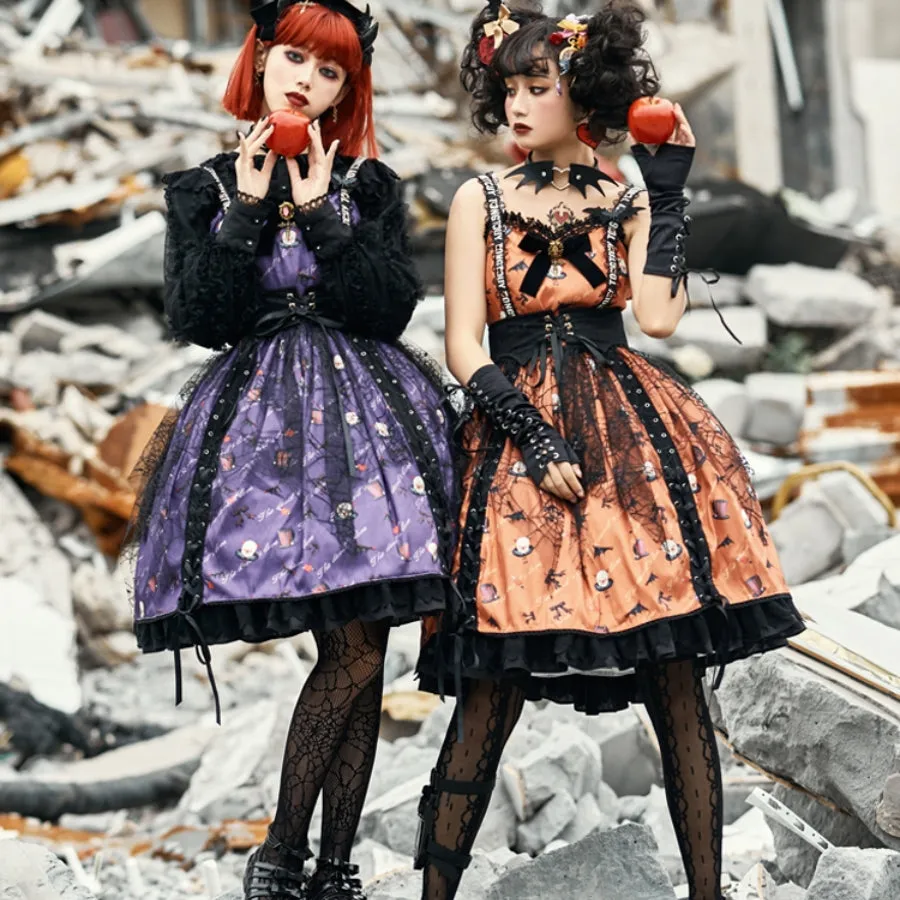 Halloween Gothic Lolita Lace Up Slip Dress