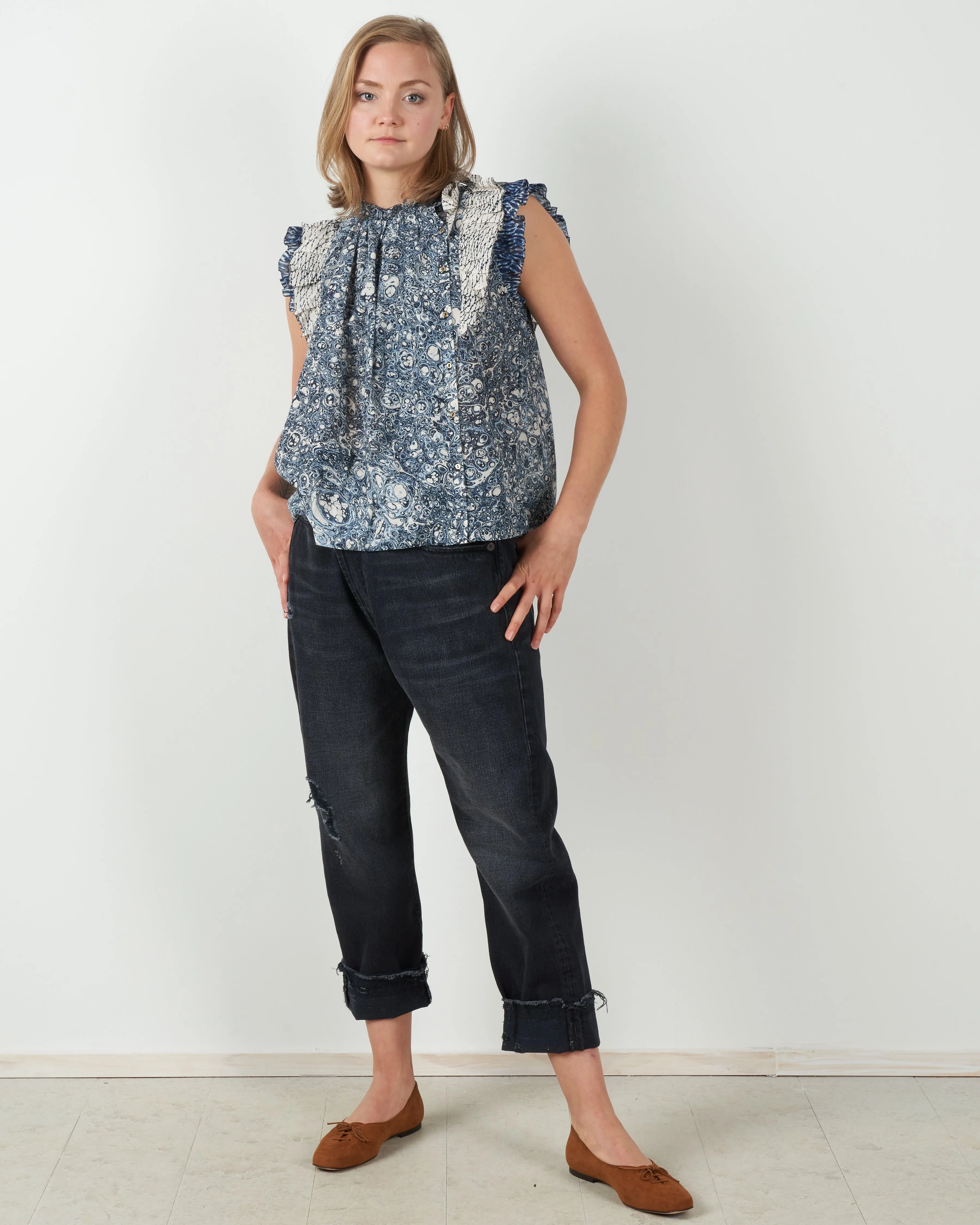 haru top - indigo