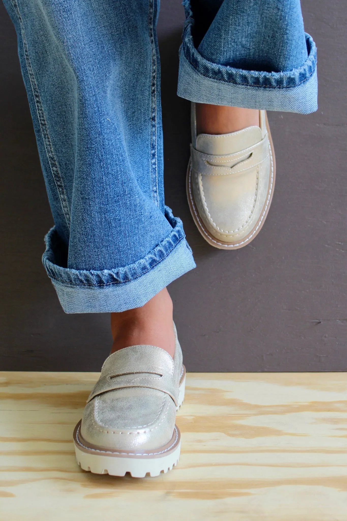 High Standard Lug Sole Loafer • Gold