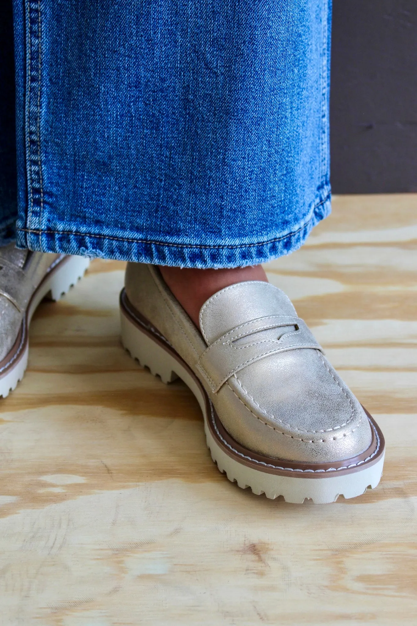 High Standard Lug Sole Loafer • Gold