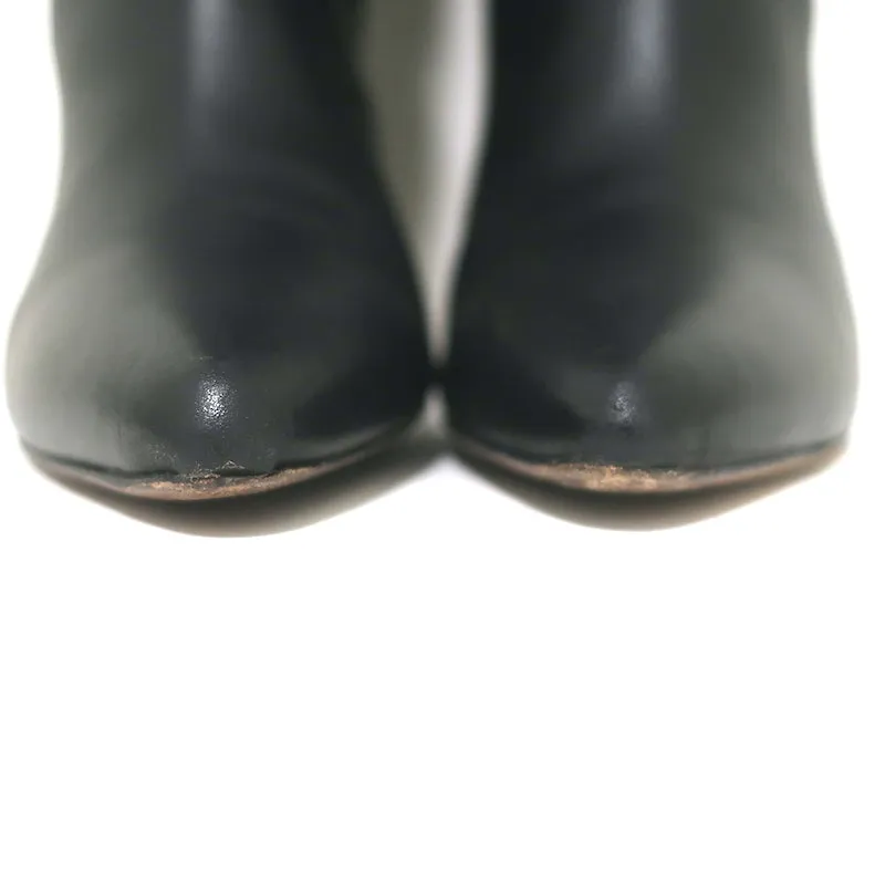 IRO Ruched Leather Knee High Boots Black Size 37