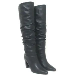 IRO Ruched Leather Knee High Boots Black Size 37