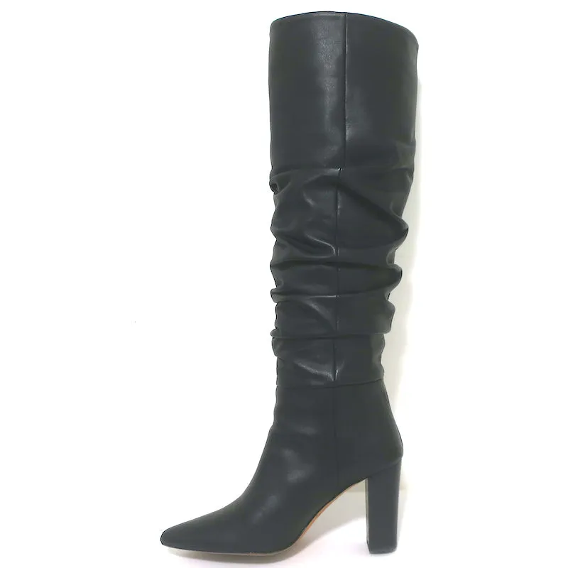 IRO Ruched Leather Knee High Boots Black Size 37