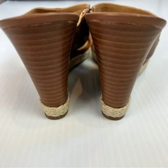 Jack Rogers Wedge Sandal Womens Whipstiched Brown Sophia Size 8