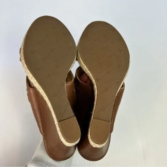 Jack Rogers Wedge Sandal Womens Whipstiched Brown Sophia Size 8