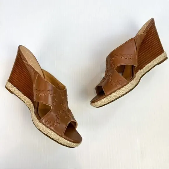 Jack Rogers Wedge Sandal Womens Whipstiched Brown Sophia Size 8