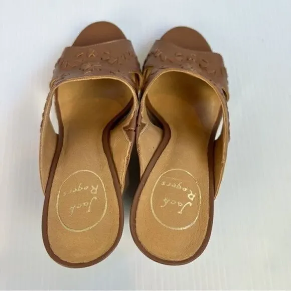 Jack Rogers Wedge Sandal Womens Whipstiched Brown Sophia Size 8
