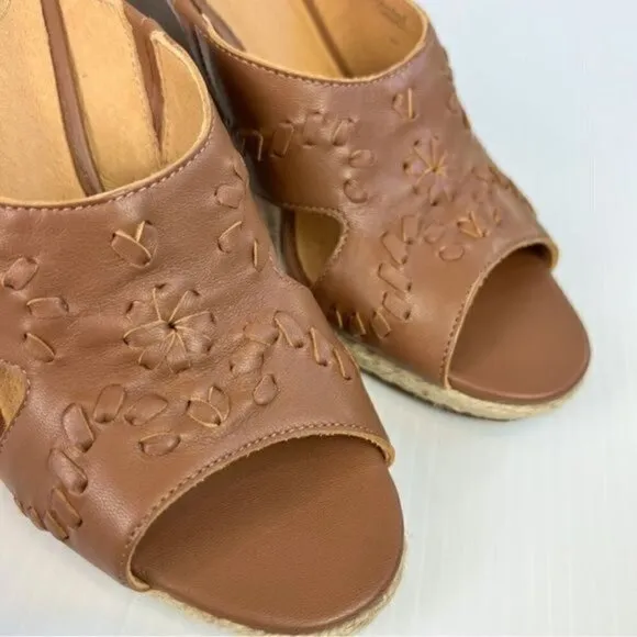 Jack Rogers Wedge Sandal Womens Whipstiched Brown Sophia Size 8