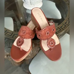 🤎🤎JACK ROGERS WHIPSTITCH MID WEDGE SUEDE/LEATHER JACKS SANDAL! 🤎🤎