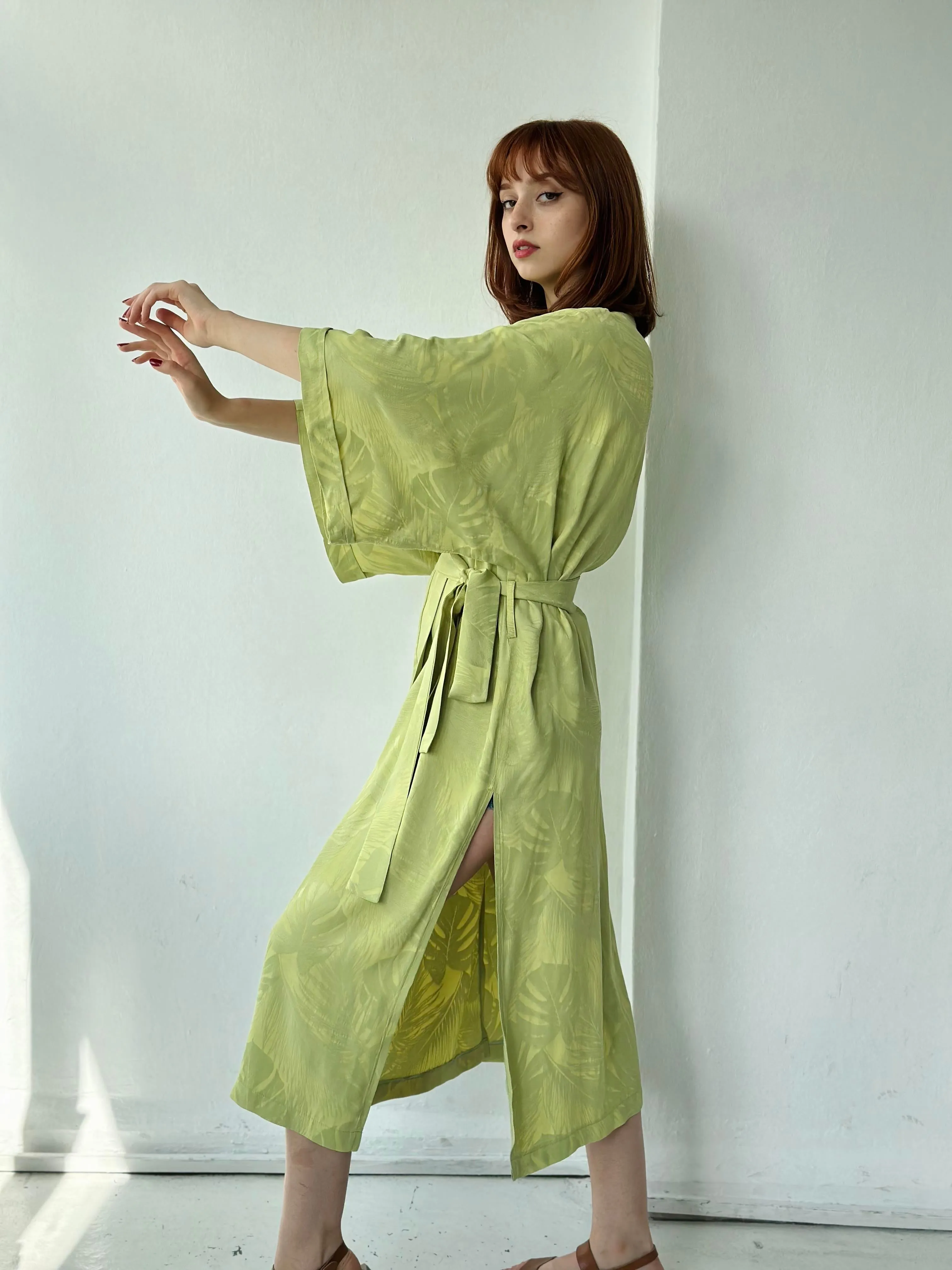 Jacquard Faux Silk Kimono