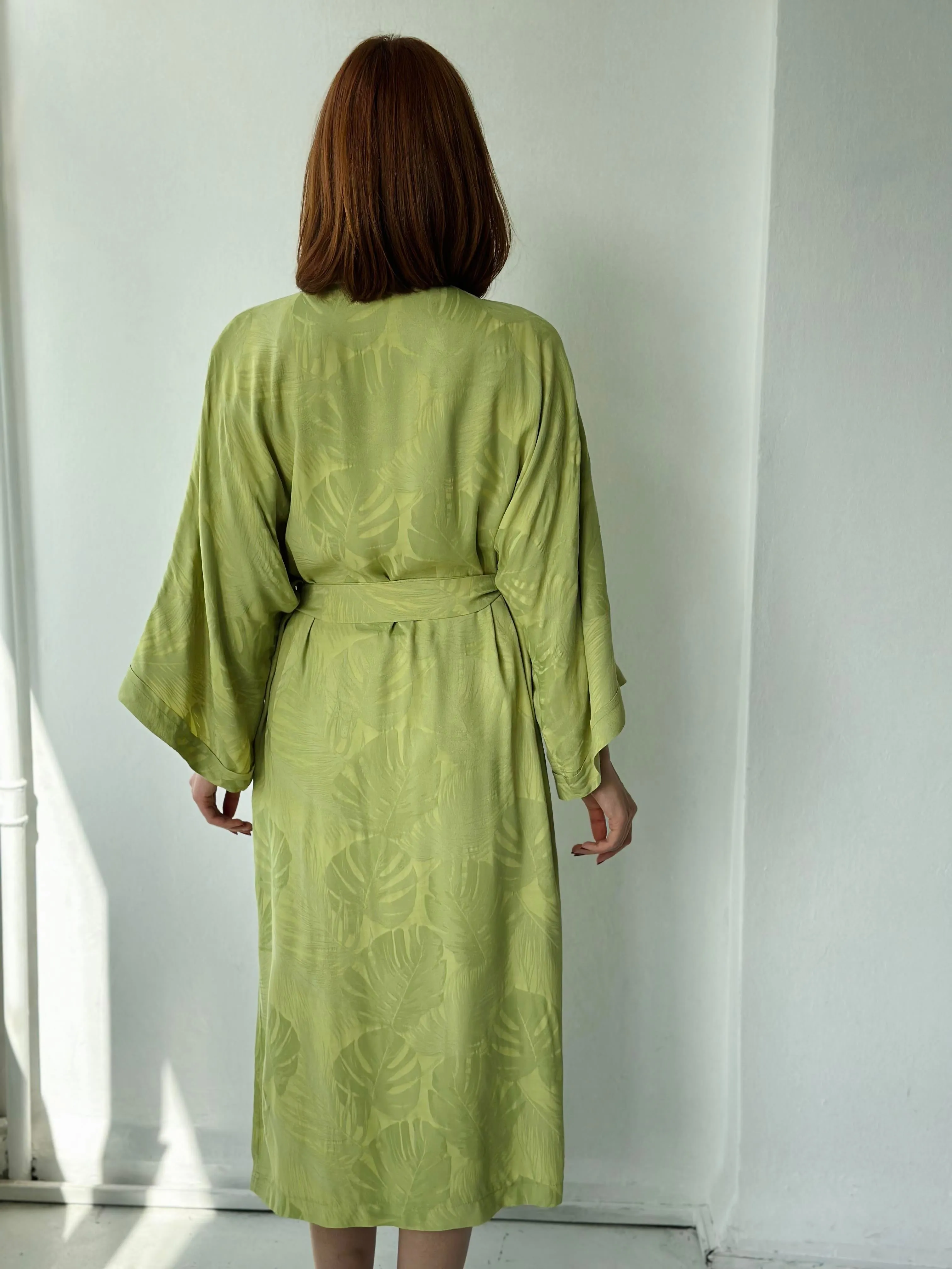 Jacquard Faux Silk Kimono