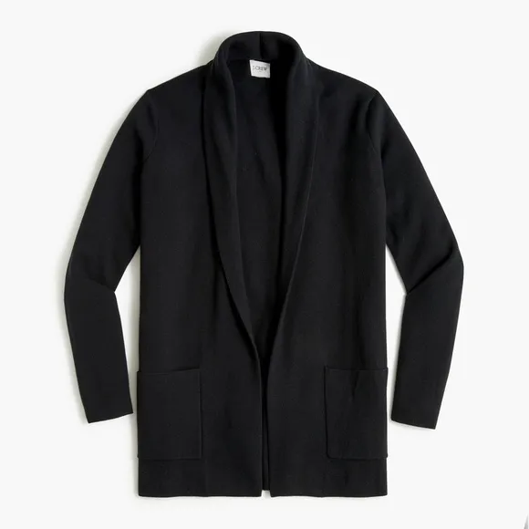 JCREW Chelsea Black Shawl Collar Open Front Sweater Blazer BA866 XS