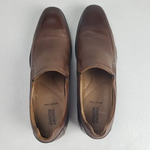 Johnston Murphy Lewis Venetian Loafer Mens 12 Brown Slip On Leather Dress Shoe