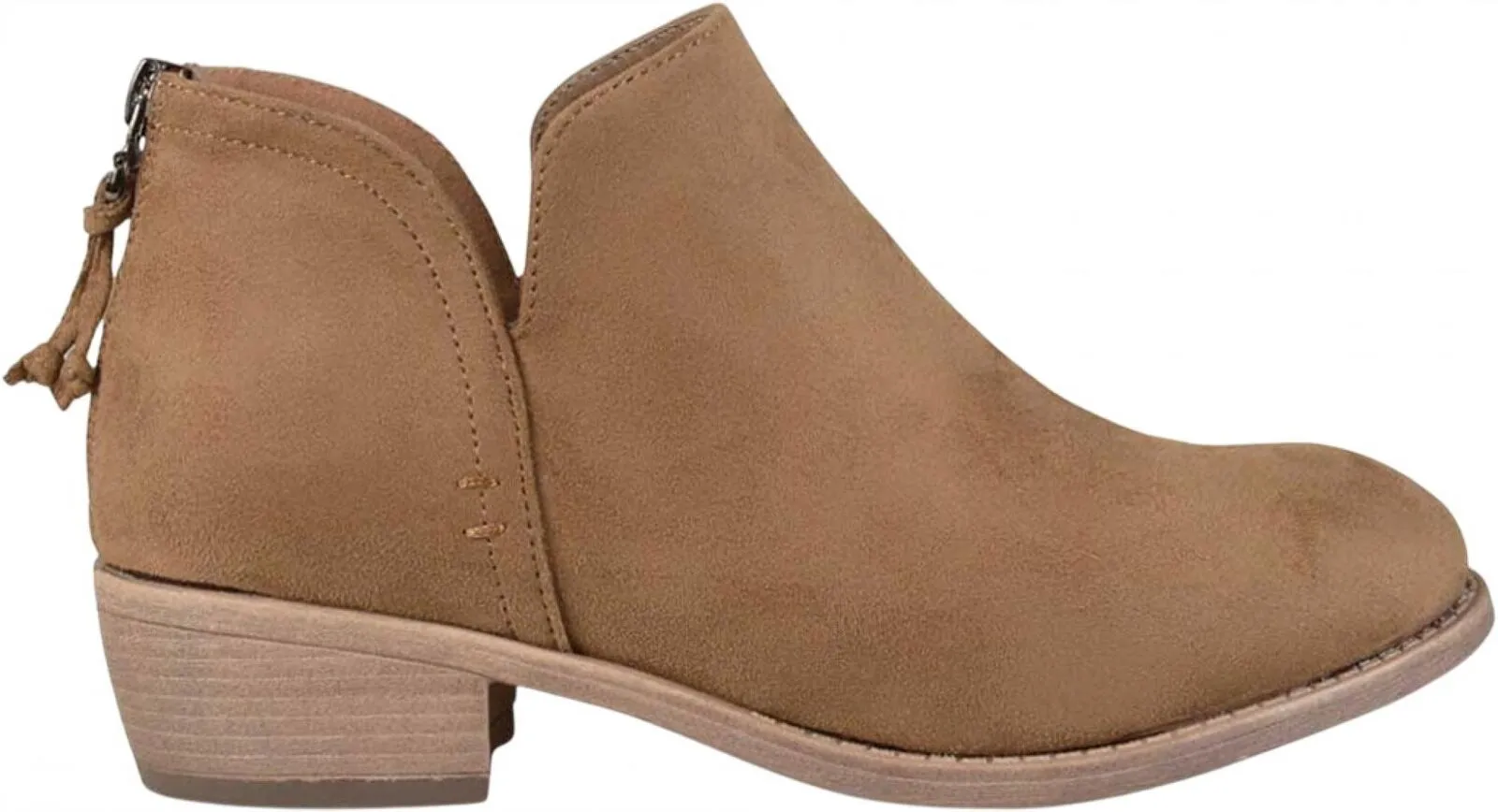 Journee Collection Livvy Back Heel Zip Stacked Heel Booties Taupe Brown 8.5M
