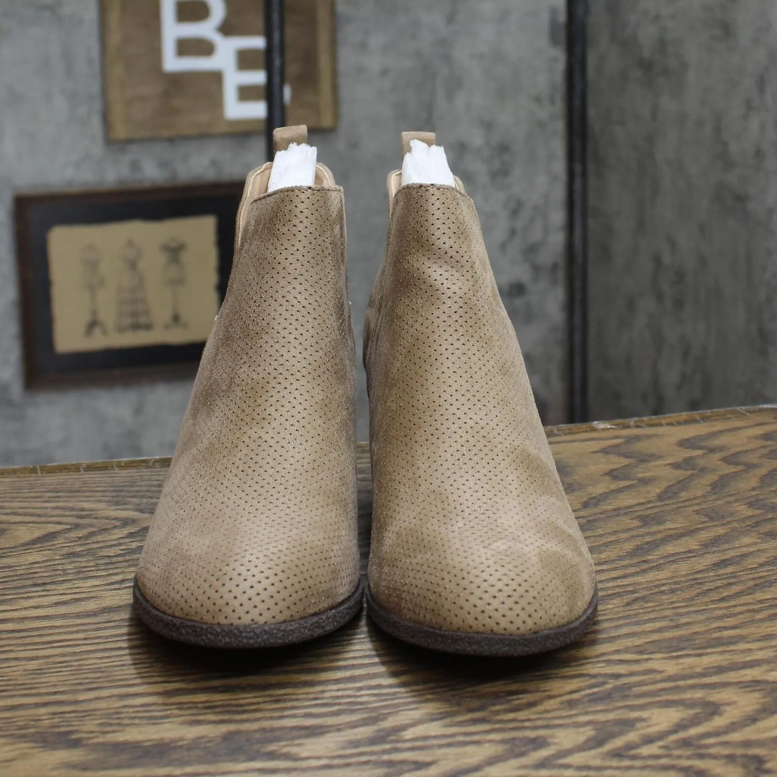 Journee Collection Womens Mylee Slip On Bootie MYLEE-BOOTIE Taupe Brown 7.5M