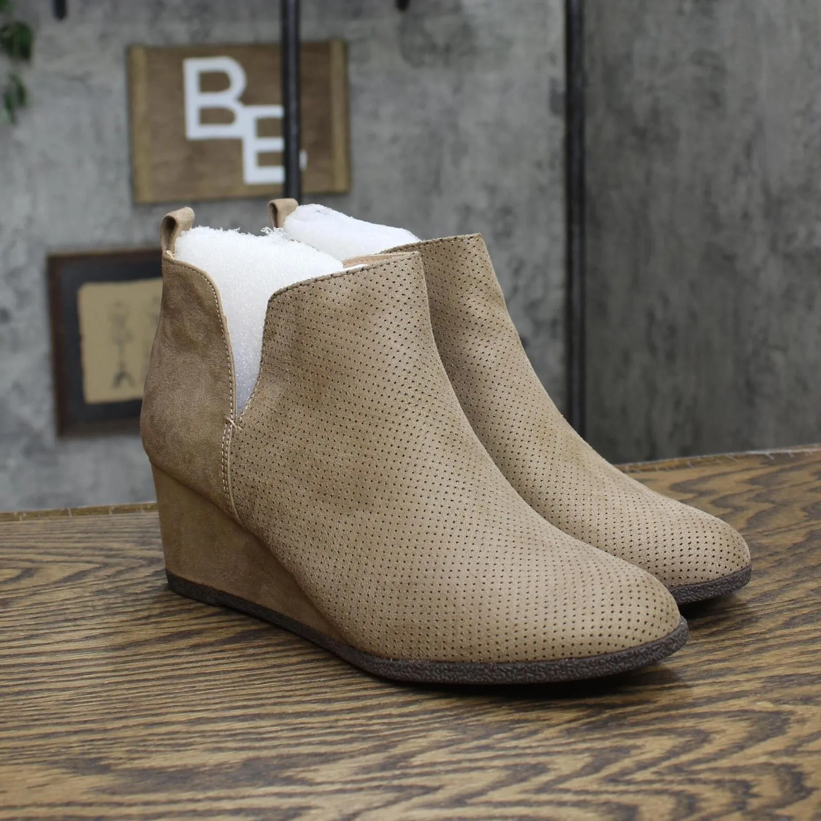 Journee Collection Womens Mylee Slip On Bootie MYLEE-BOOTIE Taupe Brown 7.5M
