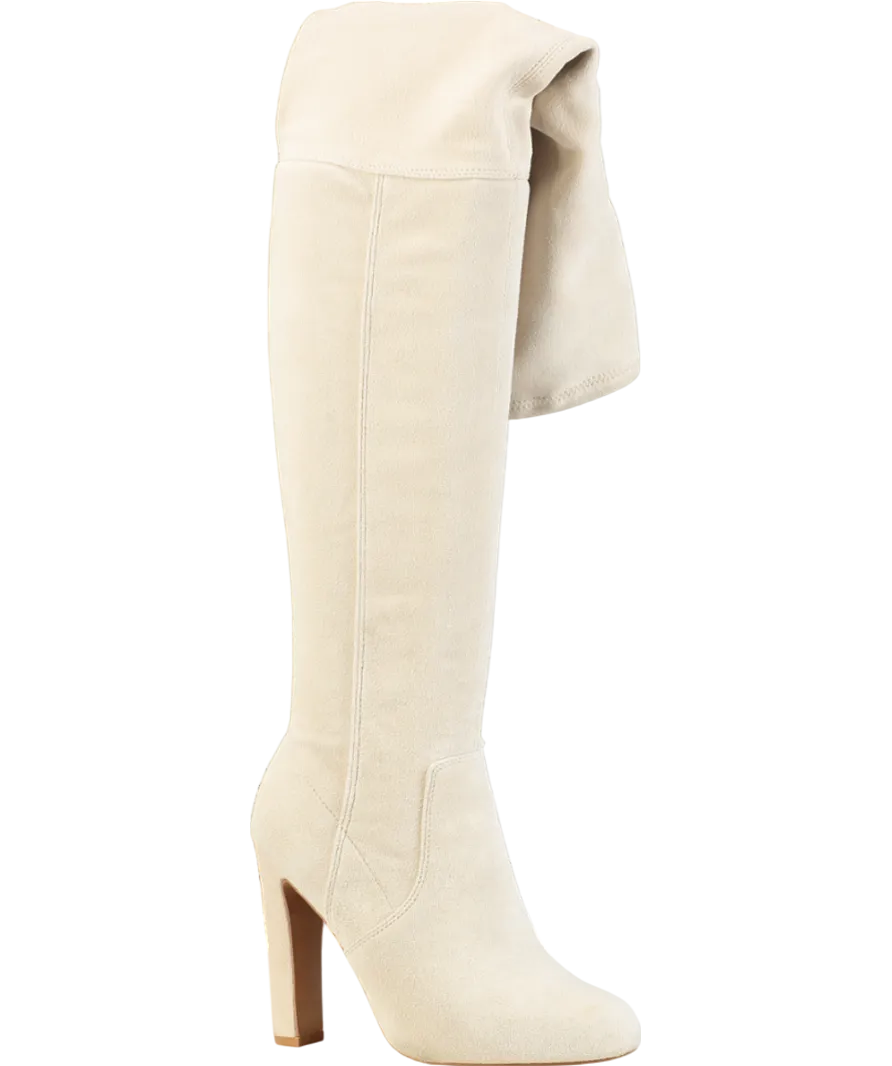 Karen Millen Cream Over The Knee Suede Boots UK 5 EU 38 👠