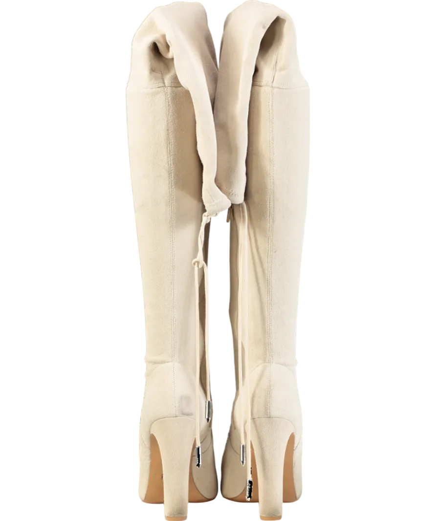 Karen Millen Cream Over The Knee Suede Boots UK 5 EU 38 👠