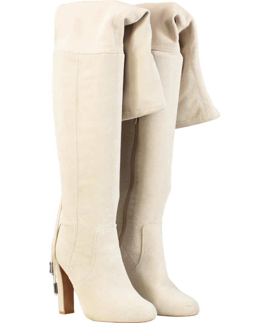 Karen Millen Cream Over The Knee Suede Boots UK 5 EU 38 👠