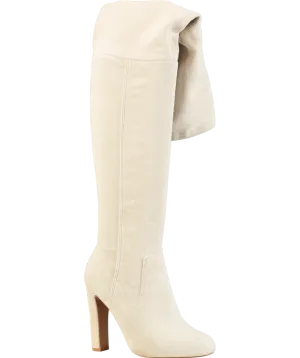 Karen Millen Cream Over The Knee Suede Boots UK 5 EU 38 👠