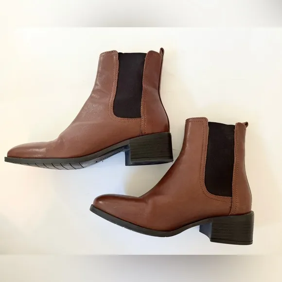 Kenneth Cole Reaction Salt Chelsea Brown Leather Boot Size 6
