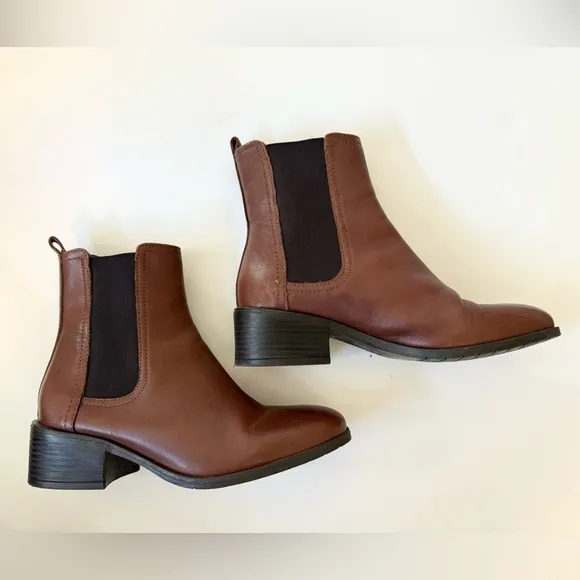Kenneth Cole Reaction Salt Chelsea Brown Leather Boot Size 6