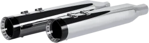 Khrome Werks 202770 4.50in. HP-Plus Slip-Ons - Chrome with Black Turbine Tip Billet End Caps