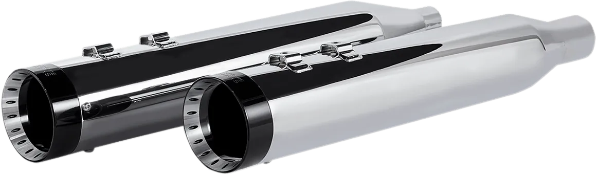 Khrome Werks 202770 4.50in. HP-Plus Slip-Ons - Chrome with Black Turbine Tip Billet End Caps