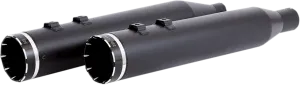Khrome Werks 202835 4.50in. HP-Plus Slip-Ons - Black with Black Tracer Tip Billet End Caps
