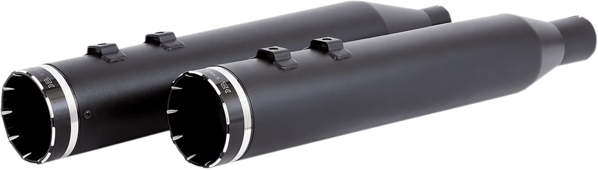 Khrome Werks 202835 4.50in. HP-Plus Slip-Ons - Black with Black Tracer Tip Billet End Caps