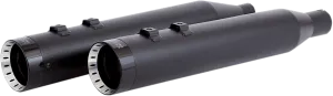 Khrome Werks 202870 4.50in. HP-Plus Slip-Ons - Black with Black Turbine Tip Billet End Caps