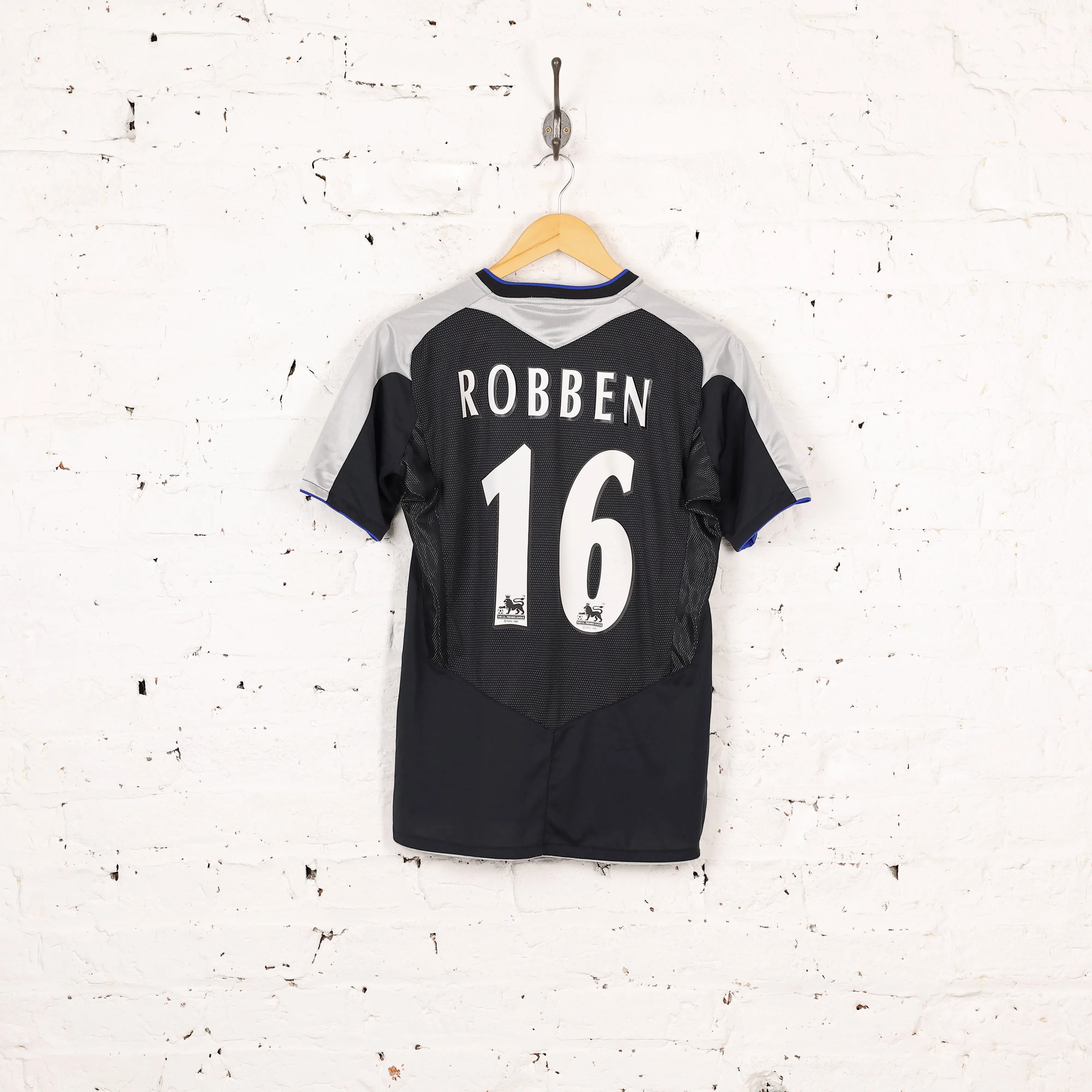 Kids Chelsea 2004 Robben Away Football Shirt - Black - Boys XL