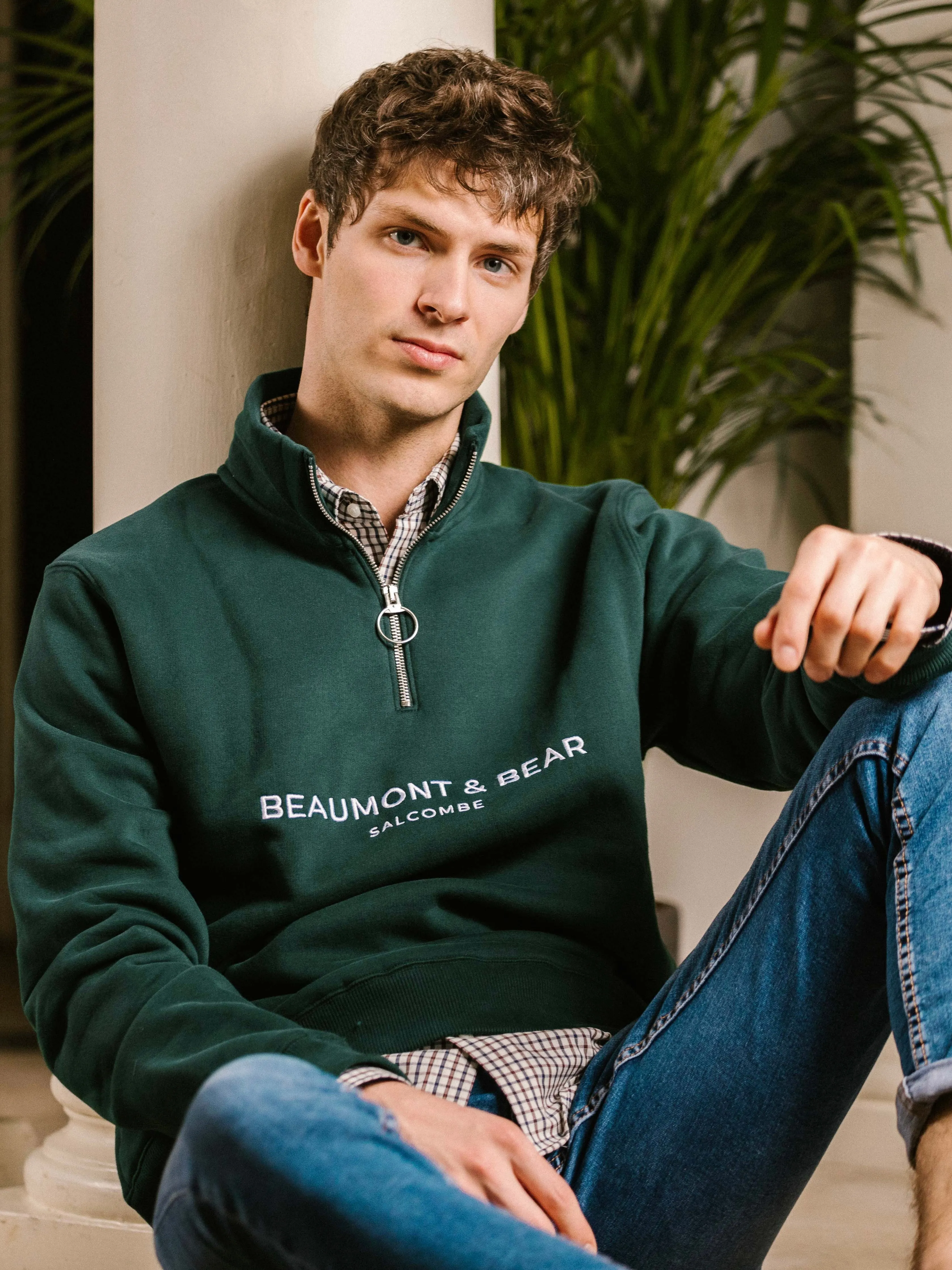 Kingswear Unisex Quarter Zip - Green