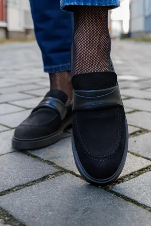 KMB Enkel loafer i semsket skinn med skinnrem