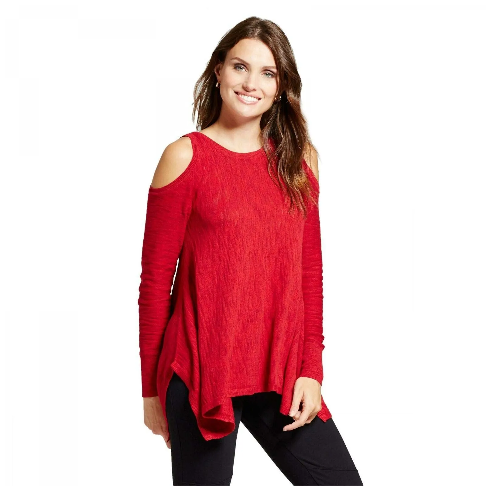 Knox Rose Women's Cold Shoulder Sharkbite Sweater
