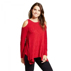 Knox Rose Women's Cold Shoulder Sharkbite Sweater