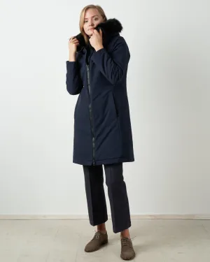 laminar coat with eco fur - navy